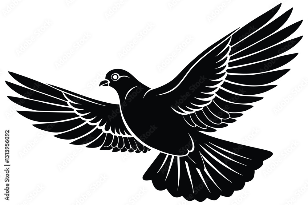 Obraz premium Hand drawn flying dove silhouette
