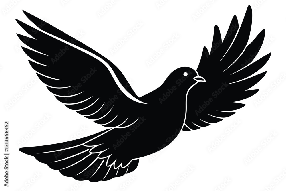 Obraz premium Hand drawn flying dove silhouette