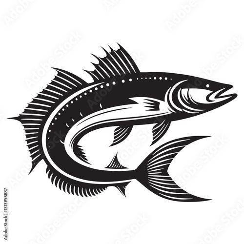 Sleek Tarpon silhouette, the embodiment of speed and strength - Tarpon illustration - Minimalist Tarpon vector - Fish silhouette

