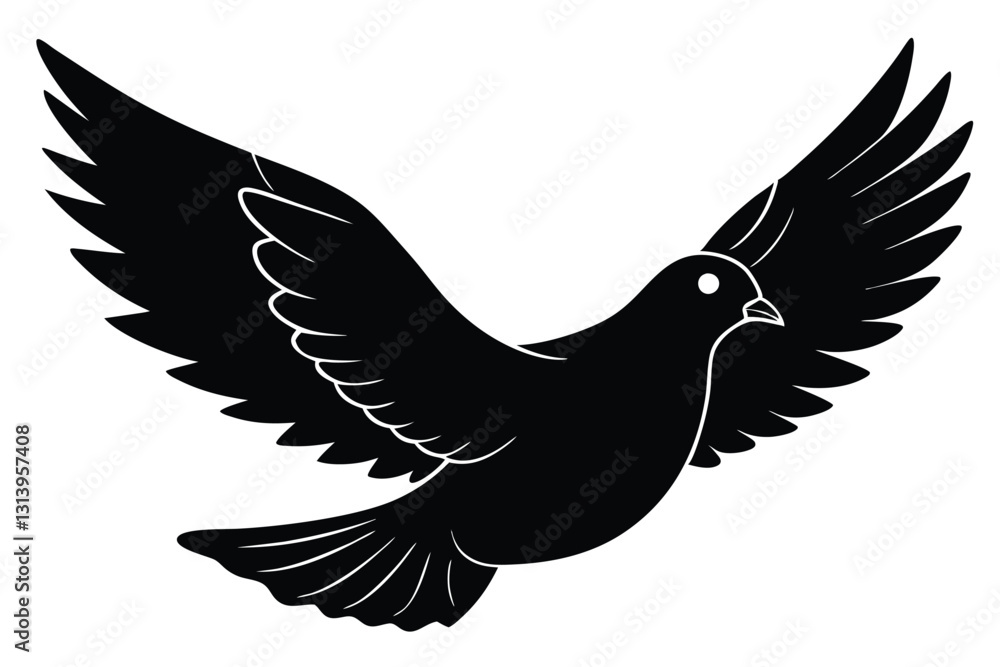 Obraz premium Dove silhouette vector isolated illustration