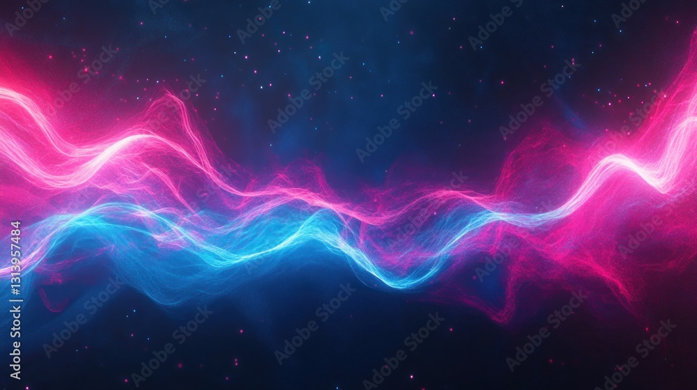 Abstract Neon Waves in Dark Space Abstract Neon Waves in Dark Space