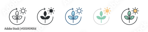 Photosynthesis Icon Set Multiple Style Collection