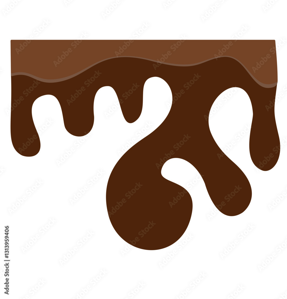 Flowing melted chocolate cartoon vector illustration isolated on transparent background Flowing melted chocolate cartoon vector illustration isolated on transparent background
