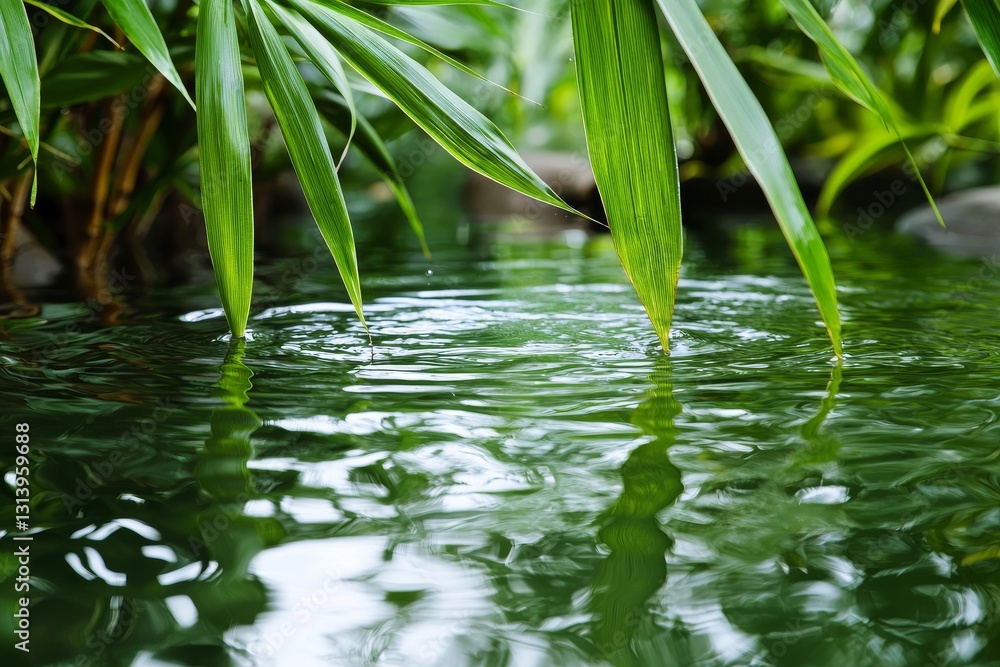 A serene scene of youthful bamboo set against a lush green backdrop evoking the essence of nature A serene scene of youthful bamboo set against a lush green backdrop evoking the essence of nature