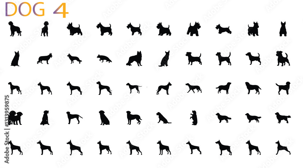 dog silhouette set dog silhouette set
