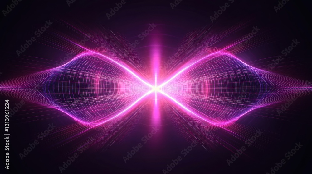 A symmetrical abstract digital illustration with bright pink colors and lines A symmetrical abstract digital illustration with bright pink colors and lines