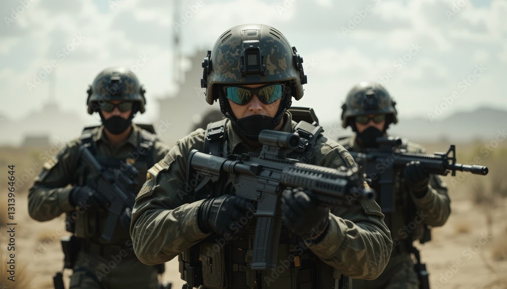 Military Soldiers Combat Desert Patrol - Military/Warfare imagery Military Soldiers Combat Desert Patrol - Military/Warfare imagery