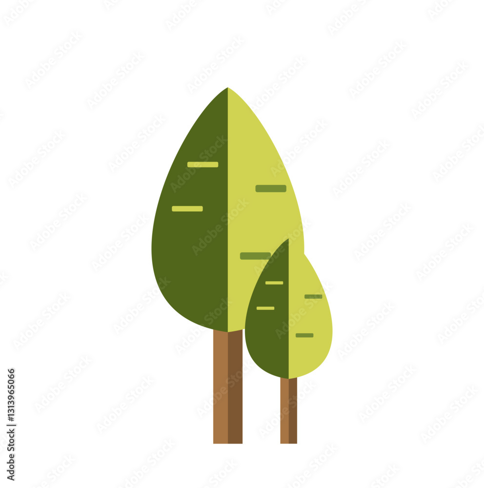 Flat vector trees set. Tree icons are set in a modern flat style. Flat vector trees set. Tree icons are set in a modern flat style.