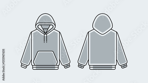 Hoodie design concept with Front and Back Views. mockup illustration Streetwear Hoodie Technical Fashion style for man and woman. hoodie design template