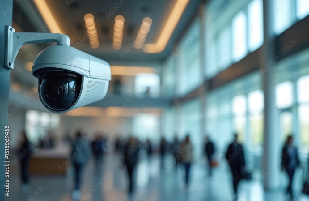 CCTV security camera in office building with bokeh background. Surveillance system for safety, protection, crime prevention, theft. Electronic device to guard store, building, office. Monitor people CCTV security camera in office building with bokeh background. Surveillance system for safety, protection, crime prevention, theft. Electronic device to guard store, building, office. Monitor people