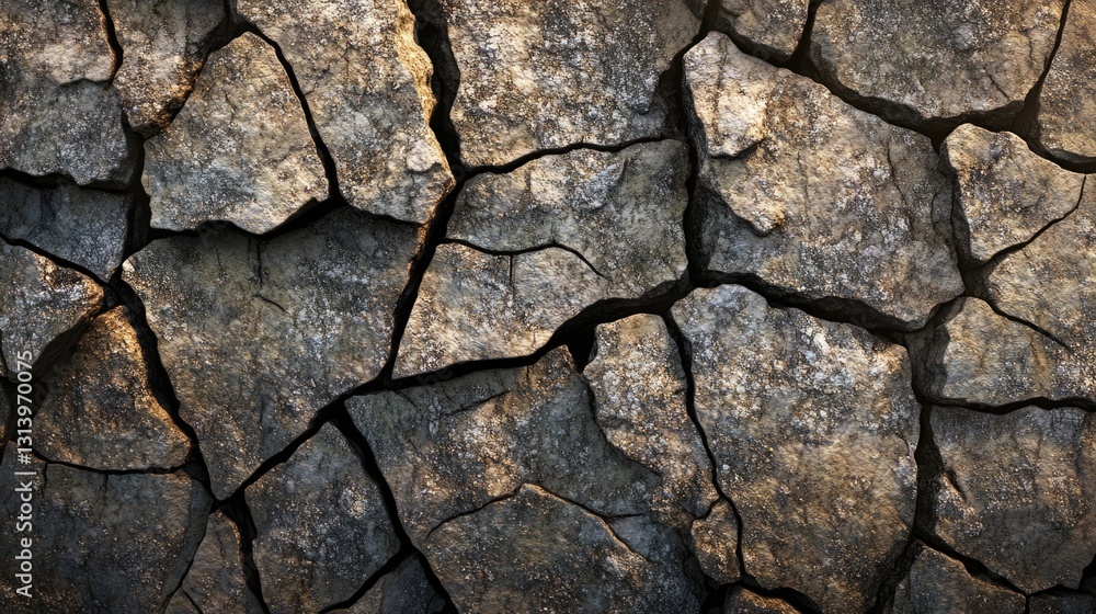 Fototapeta premium Detailed view of a cracked and weathered stone surface