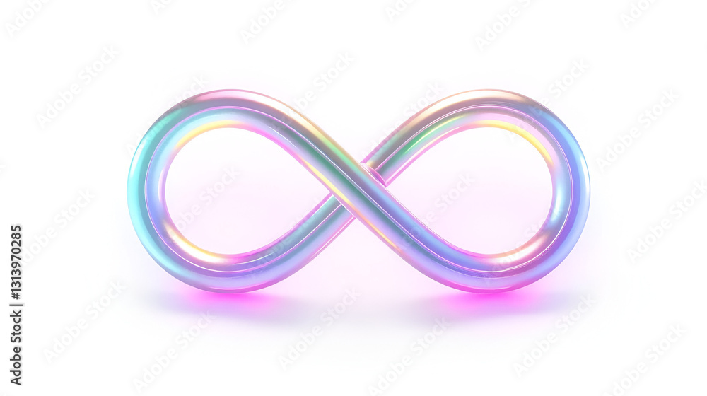 futuristic iridescent infinity symbol with holographic neon glow on transparent , white background png 3D futuristic iridescent infinity symbol with holographic neon glow on transparent , white background png 3D