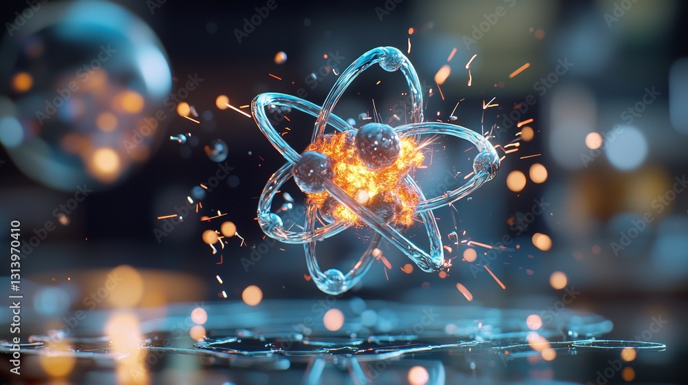 Obraz premium Quantum physics and high-energy reactions analyzing explosive fusion of atomic nuclei