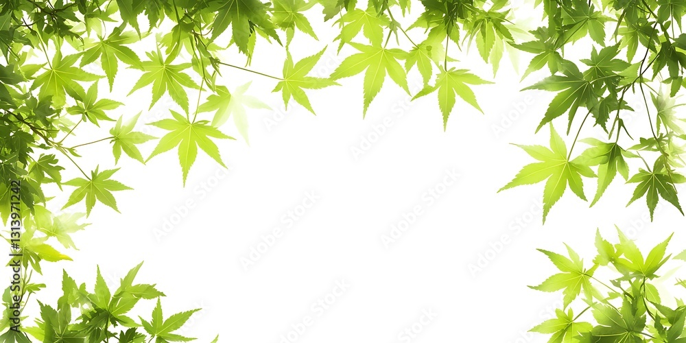 Fresh Green Maple Leaves Frame Spring Nature Border Fresh Green Maple Leaves Frame Spring Nature Border