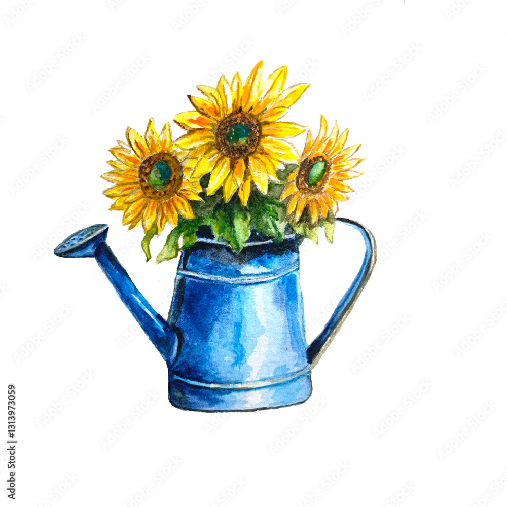 Fototapeta premium watering can and flowers
