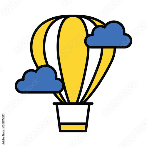 Air Balloon vector filled outline icon. EPS 10 file