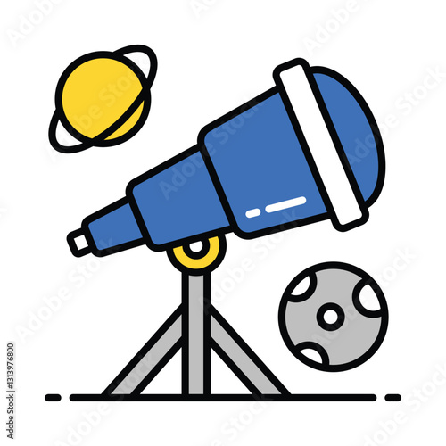 Telescope vector filled outline icon. EPS 10 file