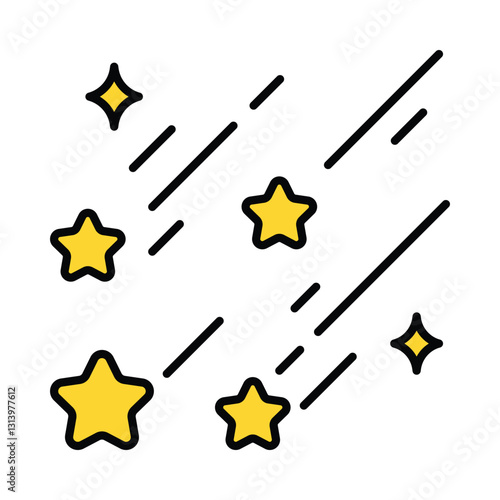 Falling Star vector filled outline icon. EPS 10 file