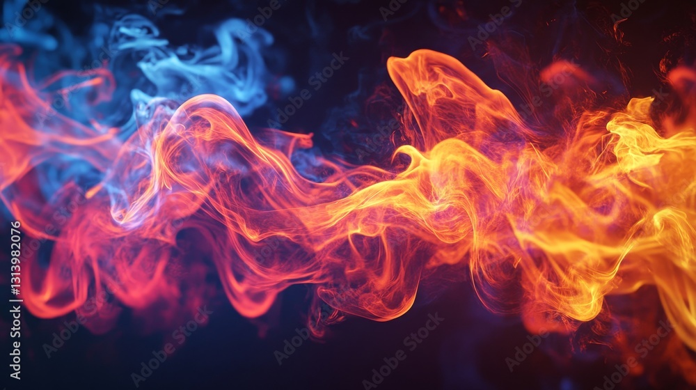 Vibrant Dance: A Mesmerizing Display of Fire and Smoke, Abstract Energy in Motion, Dynamic Flames, and Ethereal Light Effects Vibrant Dance: A Mesmerizing Display of Fire and Smoke, Abstract Energy in Motion, Dynamic Flames, and Ethereal Light Effects
