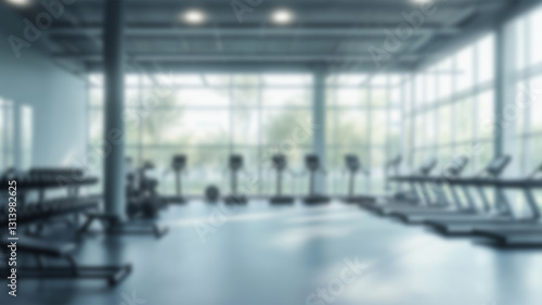 Abstract blur fitness gym with equipment for background. AI Generated Images
