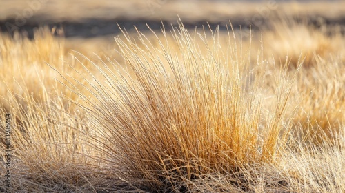 Frosty, golden grass in a field.