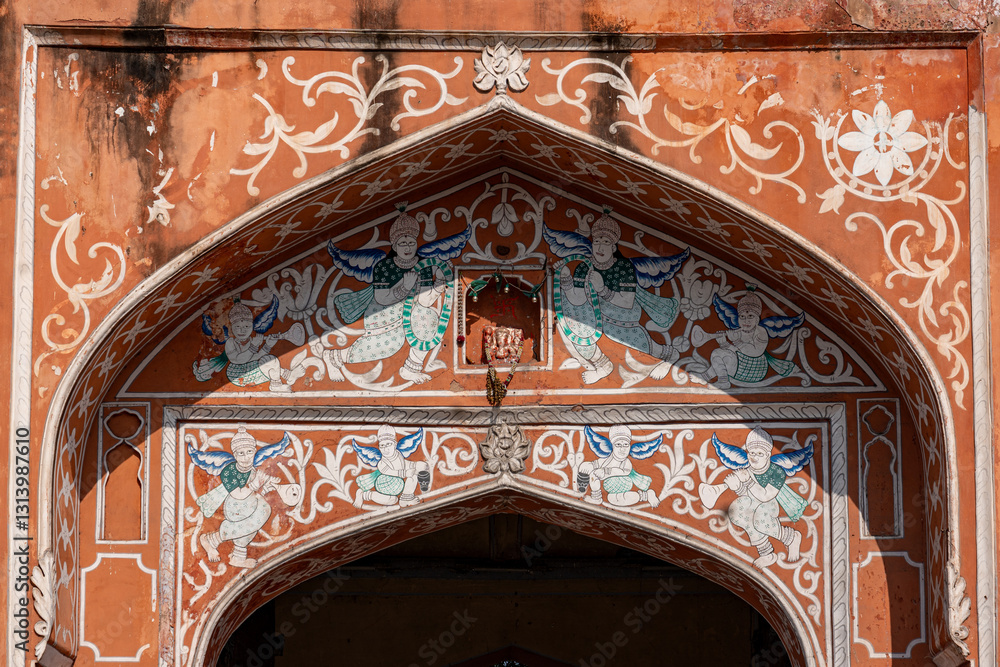 Obraz premium India. Rajasthan. Jaipur. Ajmeri Gate. Detail of architecture