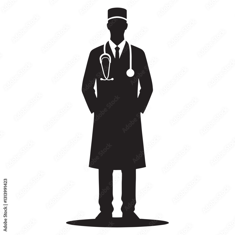 Courageous Doctor silhouette, standing strong in times of crisis - Doctor illustration - Minimalist Doctor vector - Professional silhouette
Courageous Doctor silhouette, standing strong in times of crisis - Doctor illustration - Minimalist Doctor vector - Professional silhouette