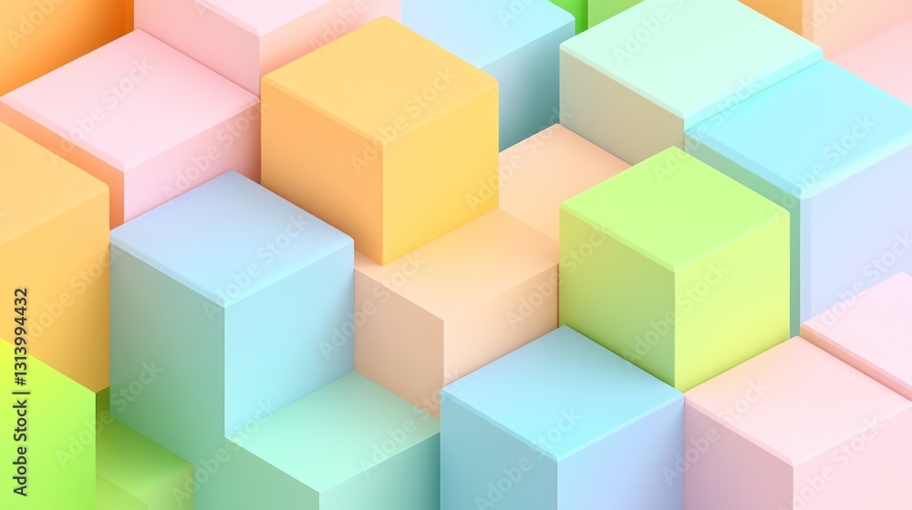 Pastel Cube Abstract 3D Render: A Symphony of Soft Hues and Geometric Precision Pastel Cube Abstract 3D Render: A Symphony of Soft Hues and Geometric Precision