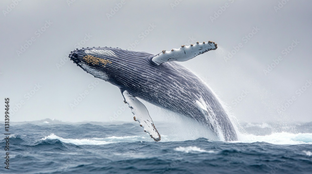 Fototapeta premium Humpback Whale Leaping Ocean Waves (1)
