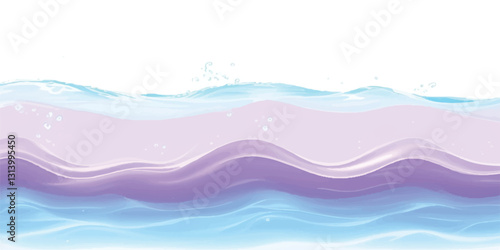 Dreamy Water Waves in Abstract Purple: A soft, flowing watercolor design of ocean waves in abstract purple and white hues, perfect for serene ocean-themed graphic work or digital backgrounds."