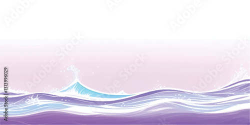 "Purple Tides: Abstract Ocean Waves in Watercolor: A dreamy, abstract representation of ocean tides with purple and white watercolor textures, ideal for use as a background or ocean-themed graphic.