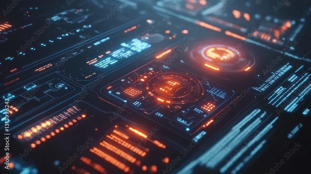 Futuristic Interface Displaying Complex Data Visualizations And Information Futuristic Interface Displaying Complex Data Visualizations And Information