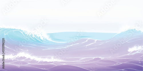 "Purple Tides: Abstract Ocean Waves in Watercolor: A dreamy, abstract representation of ocean tides with purple and white watercolor textures, ideal for use as a background or ocean-themed graphic.