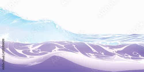 "Purple Tides: Abstract Ocean Waves in Watercolor: A dreamy, abstract representation of ocean tides with purple and white watercolor textures, ideal for use as a background or ocean-themed graphic.