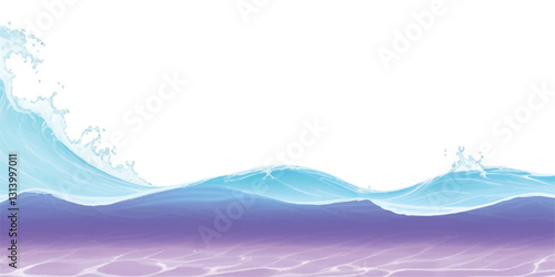 Serene Ocean Flow: Abstract Watercolor Waves: A tranquil watercolor texture in soft purple and white, representing calm ocean waves, perfect for creative banners, digital art, and abstract designs.