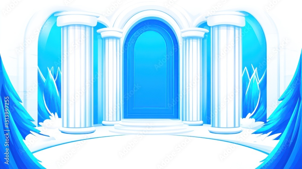 Frozen ancient doorway, winter wonderland Frozen ancient doorway, winter wonderland