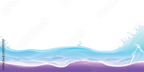 Serene Ocean Flow: Abstract Watercolor Waves: A tranquil watercolor texture in soft purple and white, representing calm ocean waves, perfect for creative banners, digital art, and abstract designs.