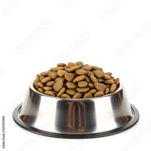 Obraz na płótnie Stainless steel bowl with low-grain salmon dry cat food for neutered cats w salonie