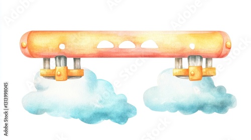 Steampunk Airship Deck: An Intricate Design with Majestic Brass Columns and Vintage Aesthetic
