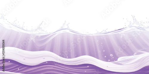 "Soothing Water Waves in Purple  White: A calm and abstract watercolor ocean wave design featuring gentle purple and white tones, ideal for a soft, tranquil background for any project."