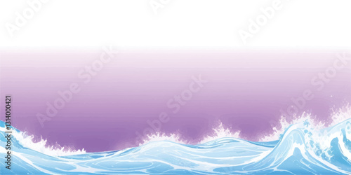 "Abstract Water Waves in Soft Purple Tones: A unique watercolor design featuring ocean waves in soft purple hues and gentle white accents, perfect for ocean-inspired abstract graphics.