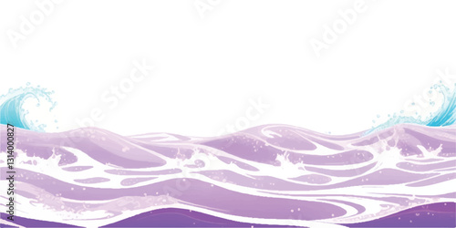 "Abstract Water Waves in Soft Purple Tones: A unique watercolor design featuring ocean waves in soft purple hues and gentle white accents, perfect for ocean-inspired abstract graphics.
