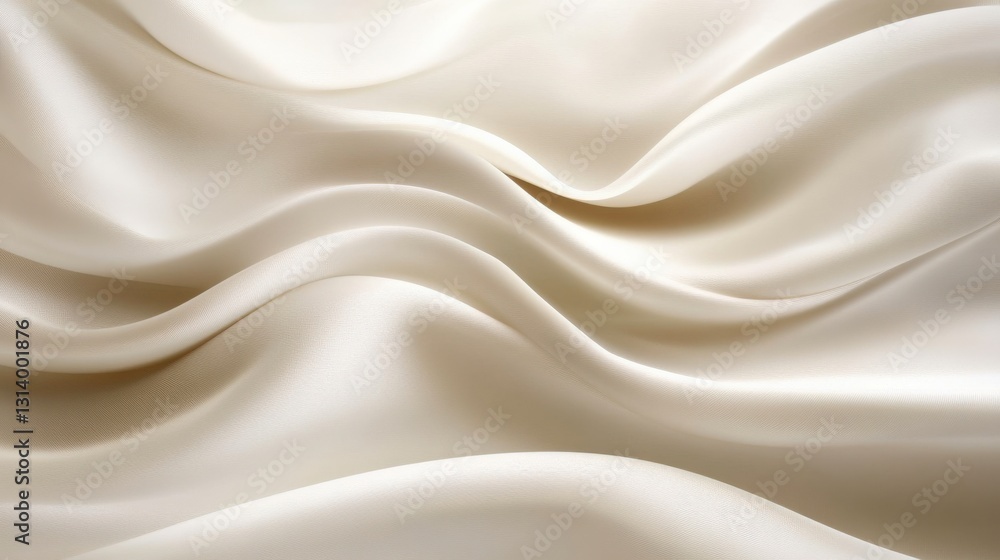 Obraz premium Soft, flowing cream-colored silk fabric with gentle waves, ideal for fashion and textile design