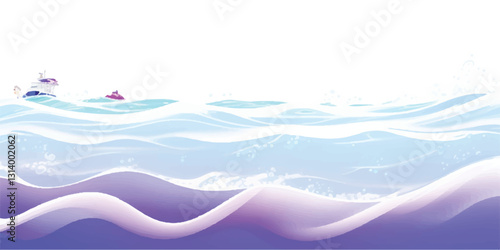 "Gentle Ocean Wave: Watercolor Abstract Background: A serene abstract watercolor ocean wave texture in purple and white hues, ideal for creative backgrounds and digital design projects."