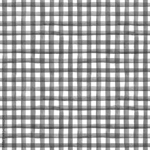 Black White Watercolor seamless checkered pattern