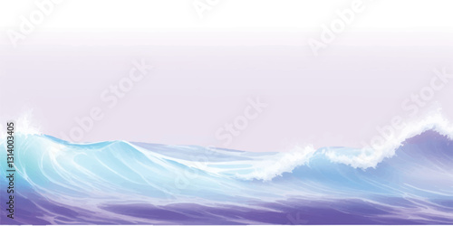 "Gentle Ocean Wave: Watercolor Abstract Background: A serene abstract watercolor ocean wave texture in purple and white hues, ideal for creative backgrounds and digital design projects."