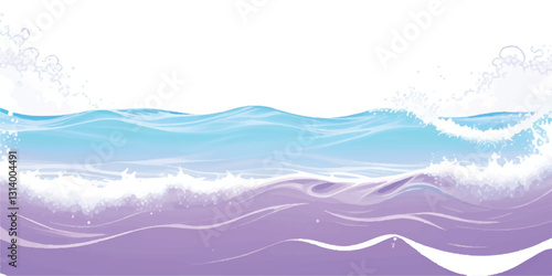 
"Watercolor Waves: Purple Ocean Horizon Background: A soft, dreamy purple and white watercolor wave pattern, ideal for creating ocean wave designs or as a tranquil background
