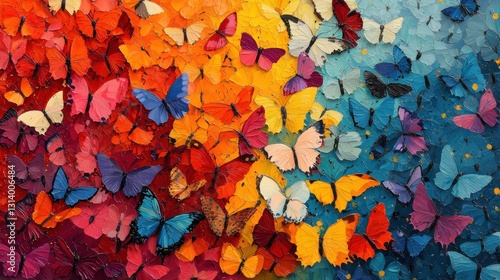 Colorful Butterfly Collection Against Vibrant Gradient Background