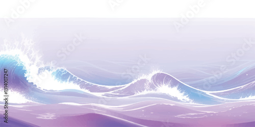 "Purple Wave: Abstract Watercolor Ocean Texture Background with soft purple and white hues for an ocean-inspired design, perfect for digital art and banner graphics."
