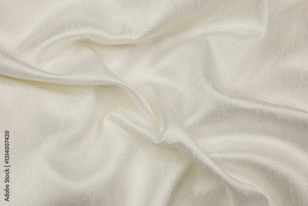 Smooth ivory silk fabric with soft folds. Smooth ivory silk fabric with soft folds.